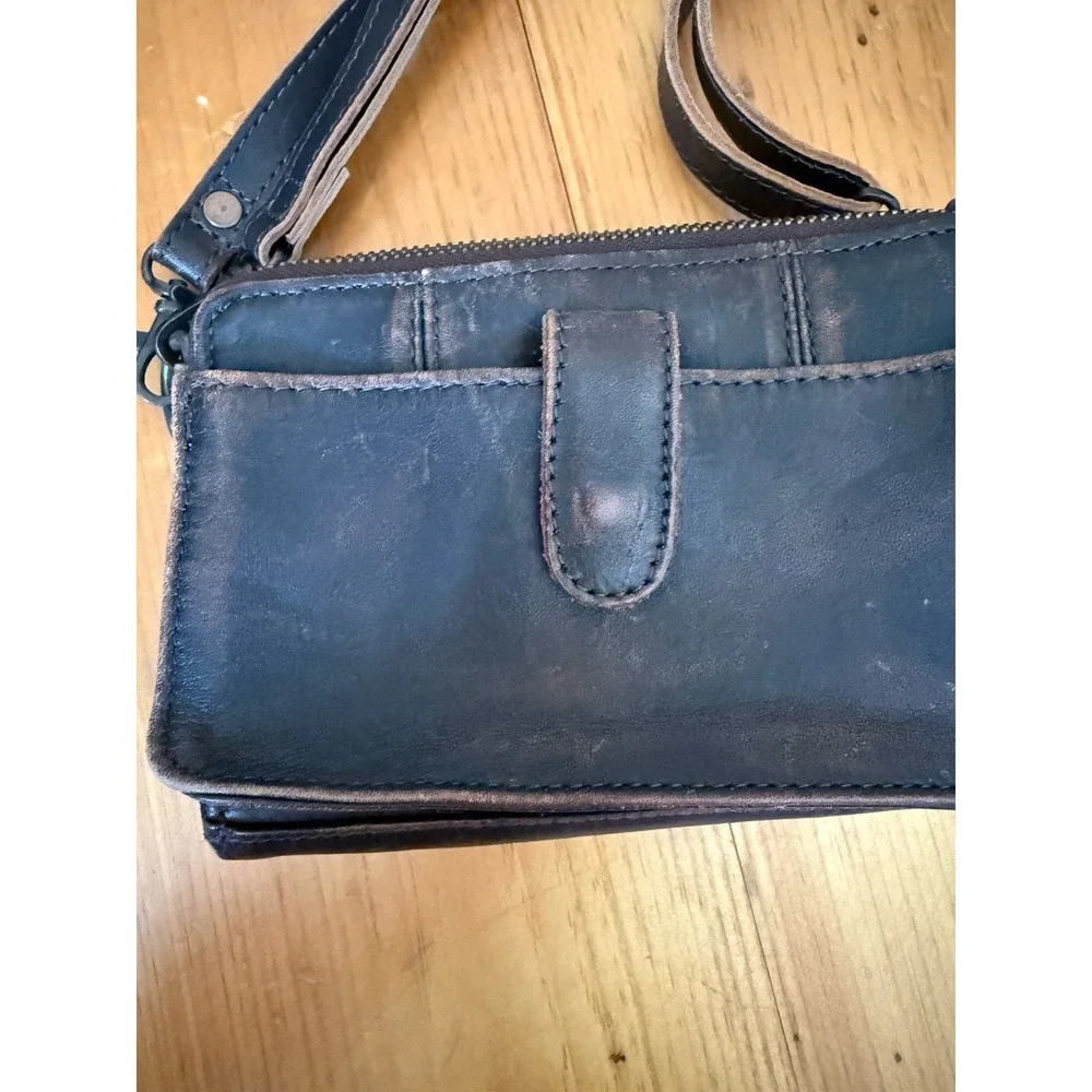 STS Ranchwear Distressed Brown Leather Wallet/Purse Crossbody Or Wristlet - Picture 9 of 14